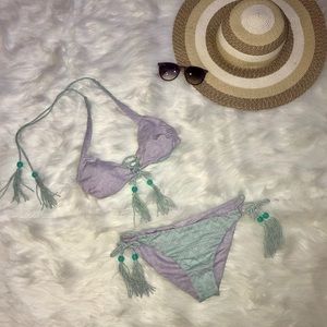Purple/Aqua Reversible Bikini Set